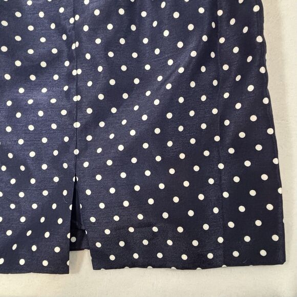 Signature By Robbie Bee Blue Polka Dot Dress Sleeveless Cinched Waist - Picture 5 of 13